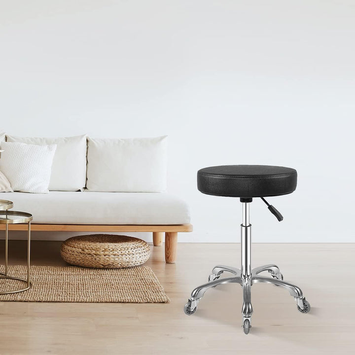 Rolling Stool with Wheels, Heavy Duty Hydraulic Massage Stool for Shop Guitar Lab Tattoo Workbench Medical, Adjustable Swivel Chair (Black)