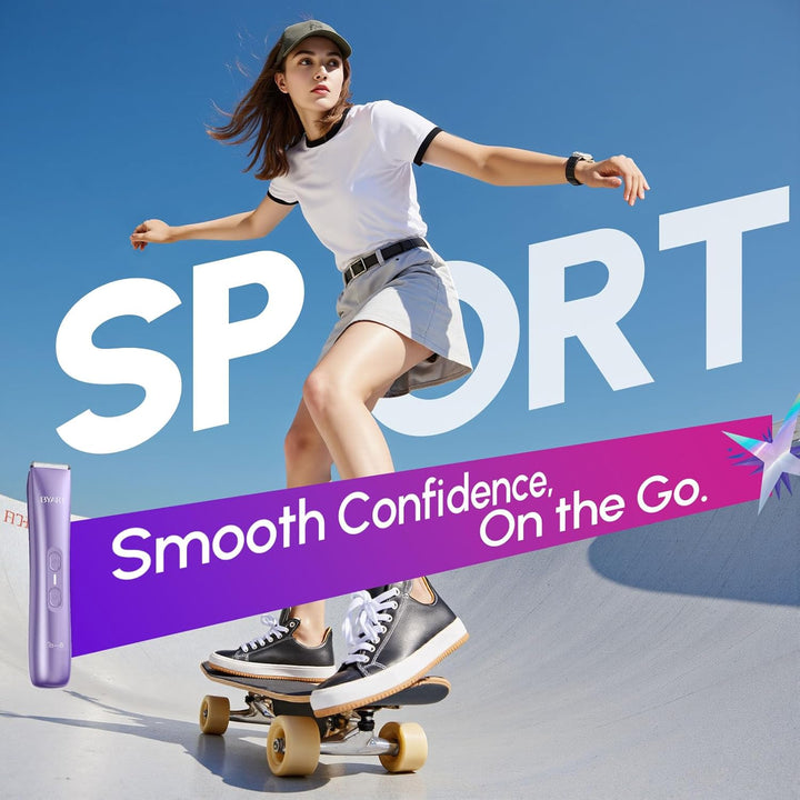 Bikini Trimmer for Women Dual Head - IPX7 Waterproof & Painless Electric Razors for Beauty, Pubic Hair, Face, Legs & Underarms– Portable Cordless Shaver with Fast Charging (Purple)