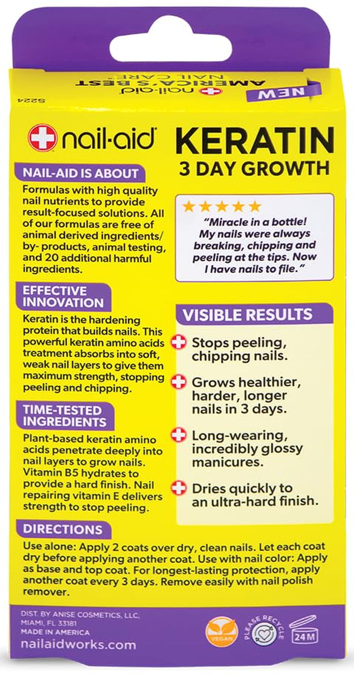 Keratin 3 Day Growth Nail Treatment & Strengthener, Clear, 0.55 Fl Oz