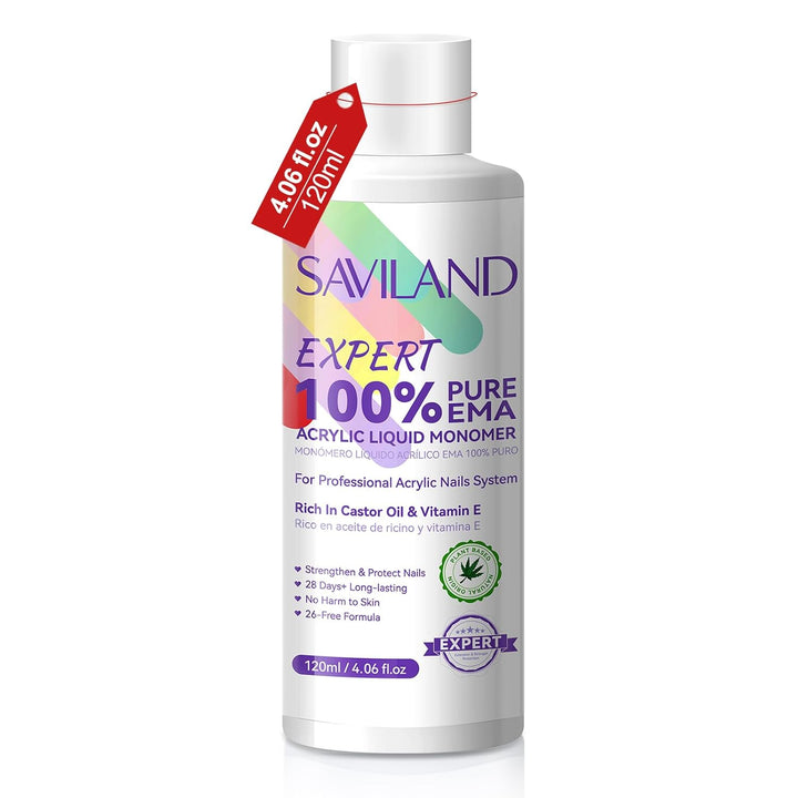 Monomer Acrylic Nail Liquid: 4 Oz Acrylic Liquid Monomer with #12 Acrylic Nail Brush for Acrylic Powder Application, Non-Yellowing Acrylic Nail Monomer Liquid for DIY Home & Nail Salon Use