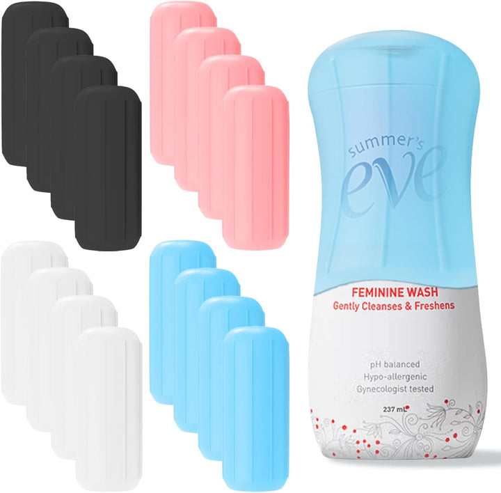 16 Pack Silicone Bottle Cover,Travel Essential for Women Men,Cruise Ship Essentials 2025,Beach Vacation Essentials,Travel Size Toiletries,Airplane Travels Accessories Elastic Sleeves for Leak Proofing