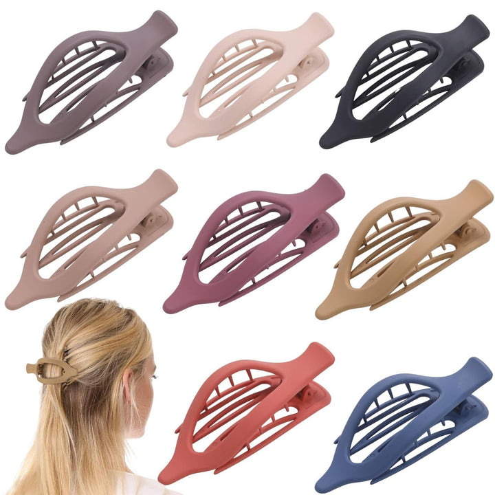 8 Pack Flat Hair Clips for Women,Matte No Crease Flat Claw Clips, Large Strong Hold Barrettes for Thick & Thin Hair, French Duckbill Styling Accessories