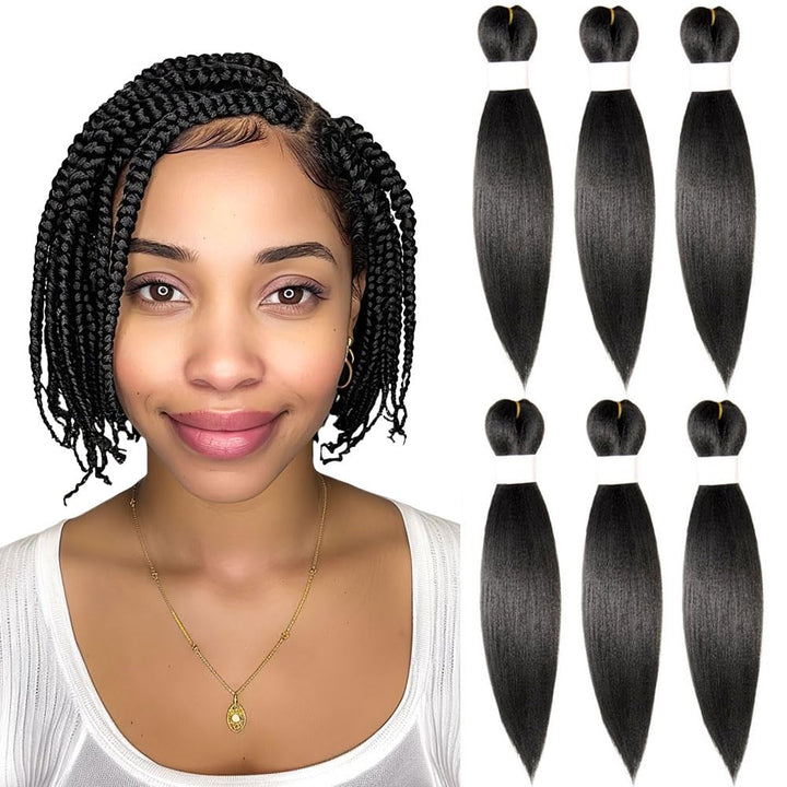 Purple Braiding Hair 20 Inch Pre Stretched Hair Long Straight Crochet Braids Yaki Texture Synthetic Fiber 4 Packs (Dark Purple)