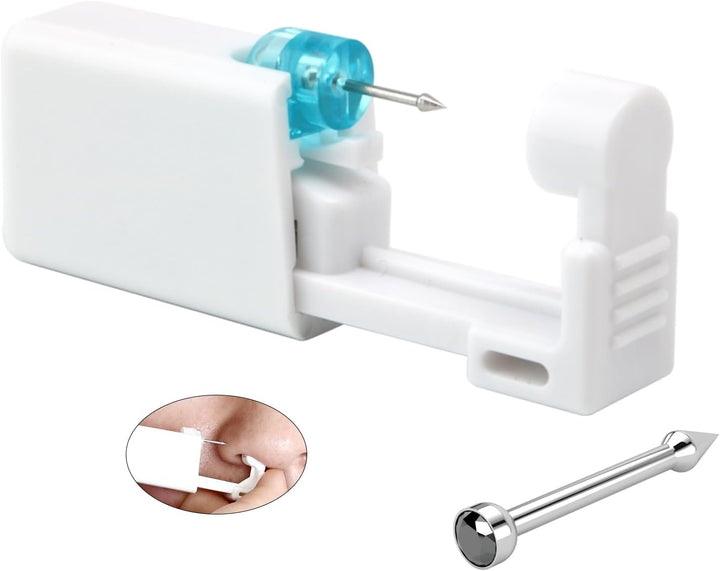 Disposable Nose Piercing Kits, at Home Nose Piercing Kit, Nose Piercing Kit with Nose Rings, Nose Ring Gun 8 Nose Studs and Rings Are Included