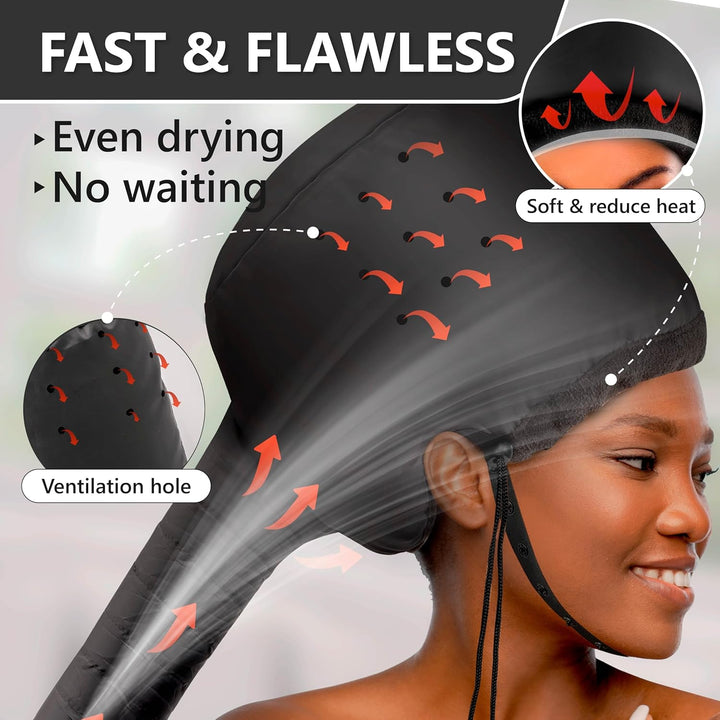 Net Plopping Cap for Drying Curly Hair - Hair Dryer Bonnet Diffuser Cap for Curly, Speeds up Drying Time, Safety Deep Conditioning at Home - Portable, Adjustable for Natural Curly Hair Women