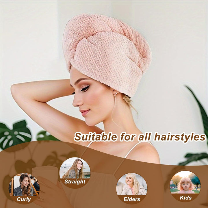 Soft Microfiber Hair Drying Towel Wrap, 5 Pack Elastic Hair Turbans for Fast Drying, Ideal for Women, Curly Wet Hair