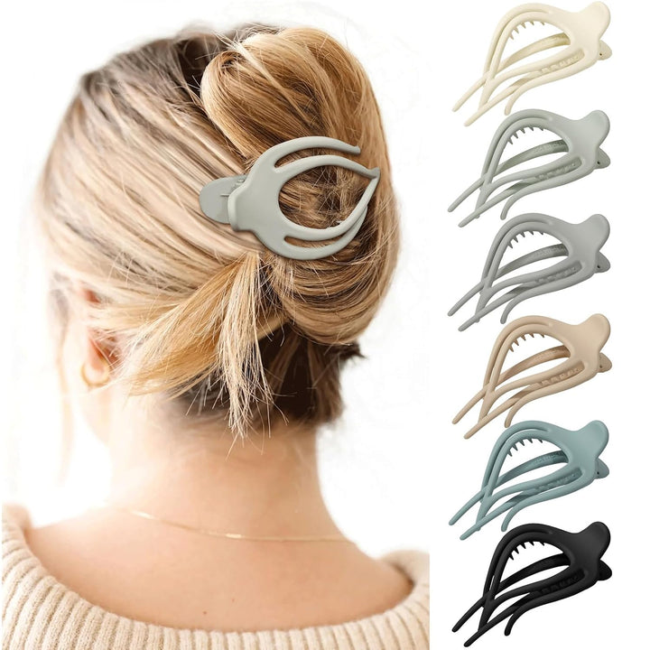 French Concord Hair Clips - 6Pcs Side Slide Volume Clips for Women Girls, Strong Hold No Slip Grip, Thick or Thin Hair (Matte Finish, L:4.6 IN, W:1.97IN)