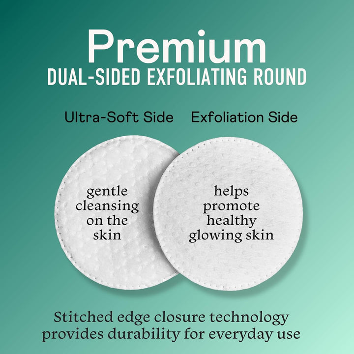 Premium Exfoliating Rounds, 2 Distinct Raised Textured Surface, Cotton Facial Pads, 80 Count Re-Closable Bag