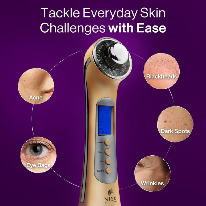 Nova 4-In-1 Facial Wand: Red, Blue and Green Light Therapy, Galvanic Ion Cleansing, Ultrasonic Face Lift & Anti-Aging Device, Tightening, and Rejuvenation for Home Use