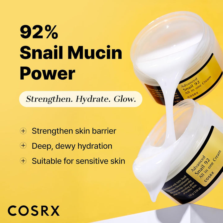 Snail Mucin 92% Face Moisturizer, 3.52 Oz, Lightweight Moisturing Cream for Soft, Glowy Skin, Korean Skin Care, Korean Moisturizer Face Cream