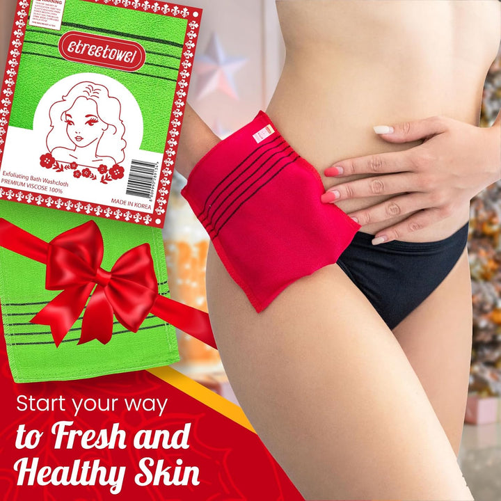 Anti-Shrink Korean Asian Exfoliating Bath Washcloths Mitt Scrub for Body Washcloth Glove Premium Viscose Rayon Onsen Towel Korea Made (6PACK)