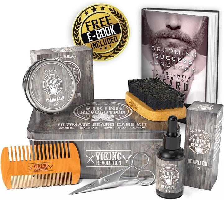 - Ultimate Beard Kit - Beard Grooming Kit with Beard Brush, Beard Comb, Beard Balm, Beard Oil, Beard & Moustache Scissors - Gifts for Men