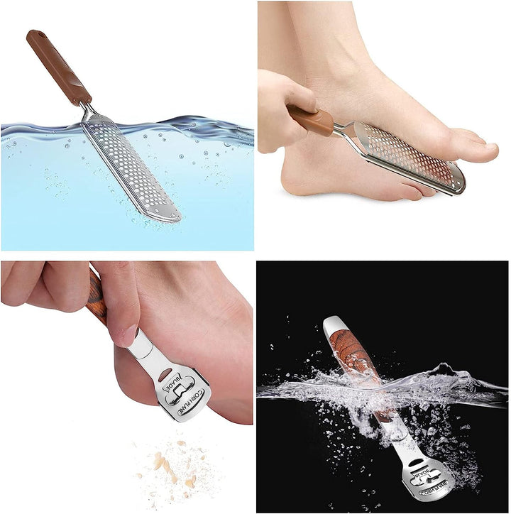 Colossal Foot Rasp & Wood Handle Callus Shaver (10 Replacement & 1 File Foot Heads), Pedicure Foot File Kit, Heel Scraper for Feet, Foot File Callus Remover