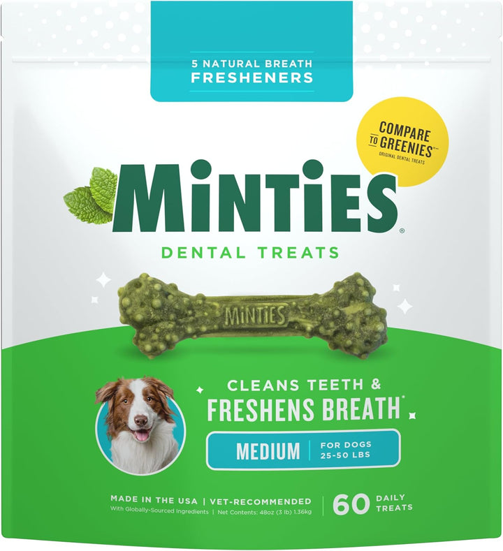 Dental Chews for Dogs, 40 Count, Vet-Recommended Mint-Flavored Treats for Tiny/Small Dogs 5-24 Lbs, Dental Bones Clean Teeth, Fight Bad Breath, and Removes Plaque and Tartar