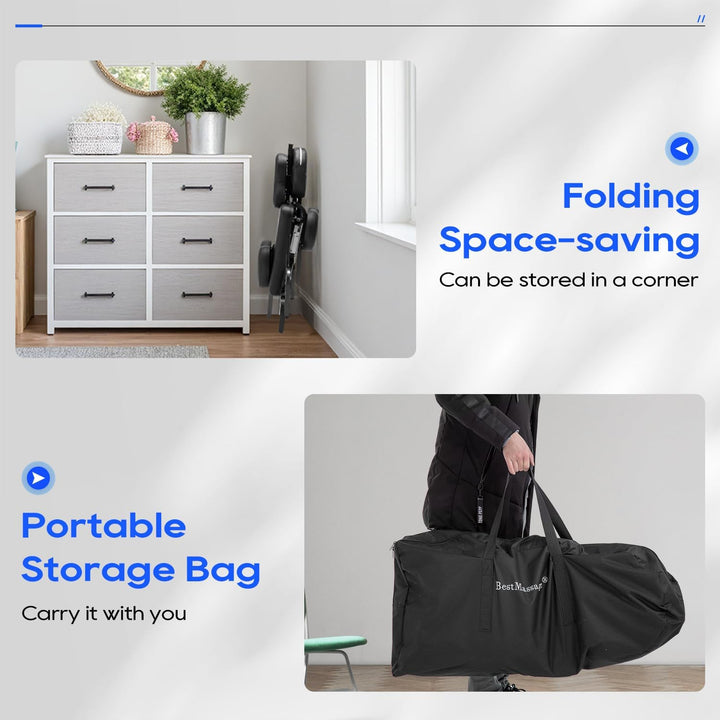 Portable Massage Chair – Foldable Tattoo & Spa Chair with Adjustable Face Cradle, High-Density Cushion, Lightweight Frame & Carry Bag, Black