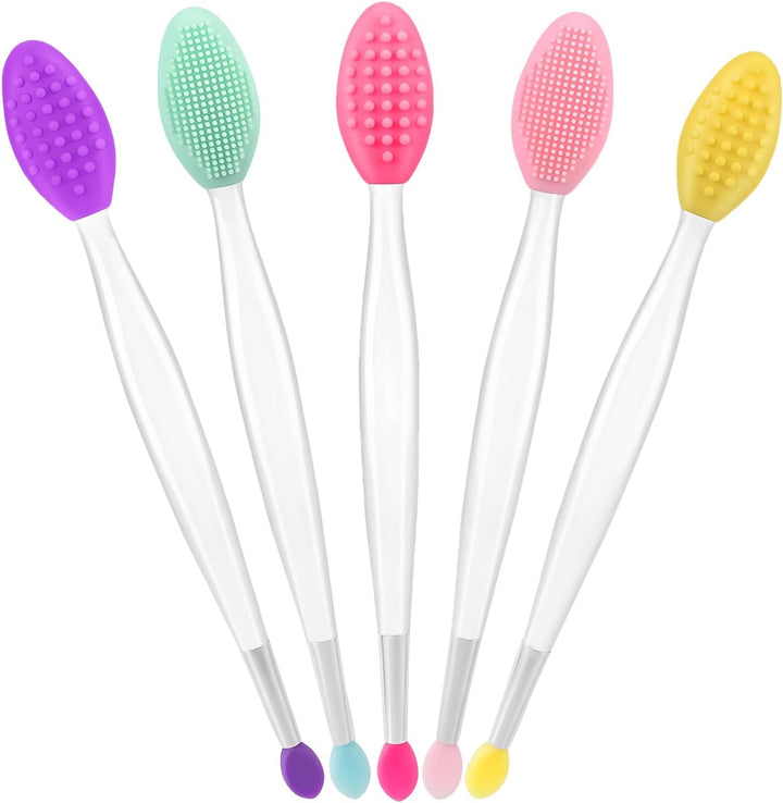 Lip Scrub Brush, Dual-Ended Lip Scrubber Exfoliator and Silicone Lip Brush Exfoliator Tool Lightening for Dark Lips Nose Scrubber Lip Mask Applicator 3PCS