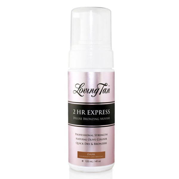 2 HR Express Self Tanning Mousse, Dark - Streak Free, Natural, Professional Quality - 5+ Sunless Self Tanner Applications per Bottle, Cruelty Free, Naturally Derived DHA - 4 FL Oz
