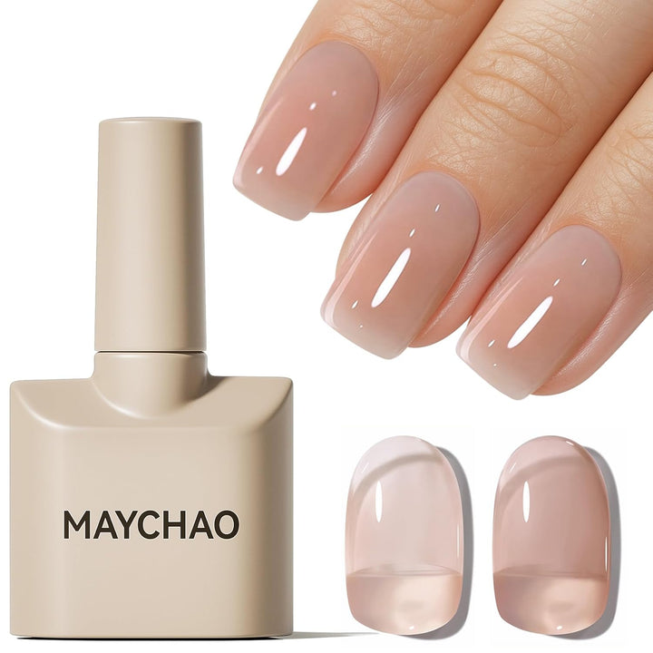 15ML Jelly Sheer Tortoise Gel Nail Polish 1Pc Transparent Hot Cocoa Amber Gel Polish Soak off UV LED Translucent Nail Polish Nail Art Starter Manicure Salon DIY at Home, 0.5 OZ