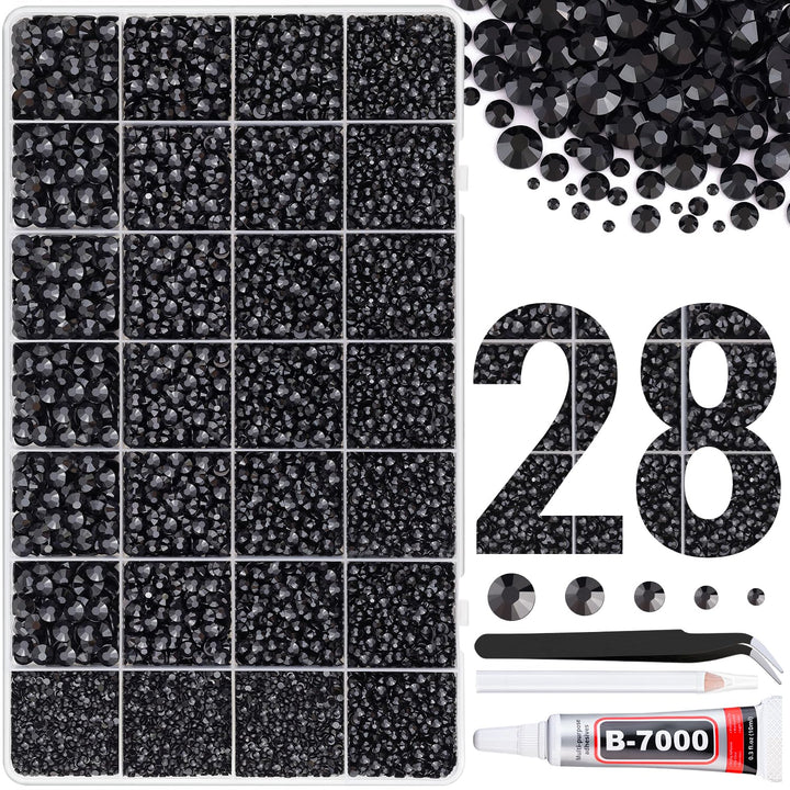 6100Pcs Resin Rhinestones for Crafting with 2Pcs 10Ml B7000 Jewelry Glue, 1 Box Flatback Crystals Diamond (Clear) for Bedazzling Crafts DIY Nail Art Non Hotfix Gems for Clothing Shoes Tumblers