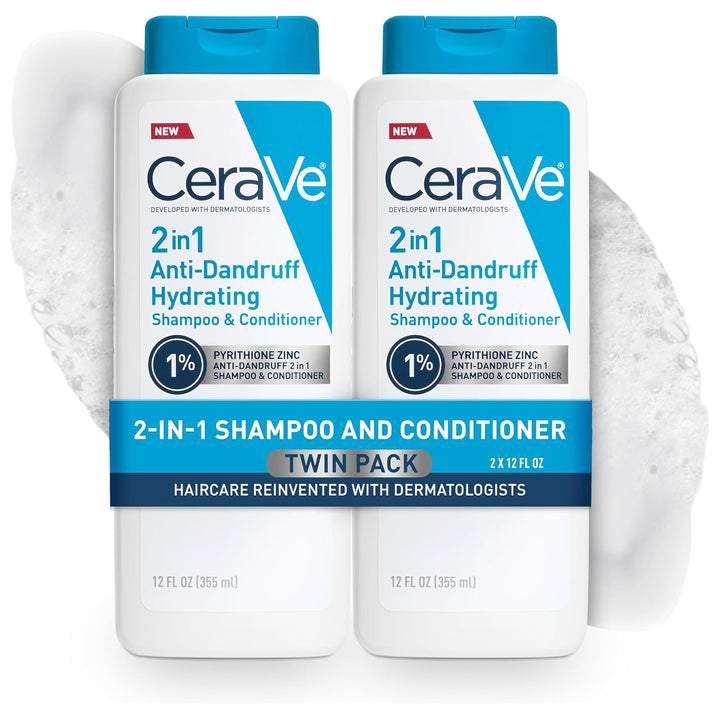 2 in 1 Hydrating anti Dandruff Shampoo and Conditioner, 1% Pyrithione Zinc Dandruff Treatment, Color Safe & Sulfate Free Shampoo and Conditioner, Helps Eliminate Dandruff & Relieve Itchy Scalp