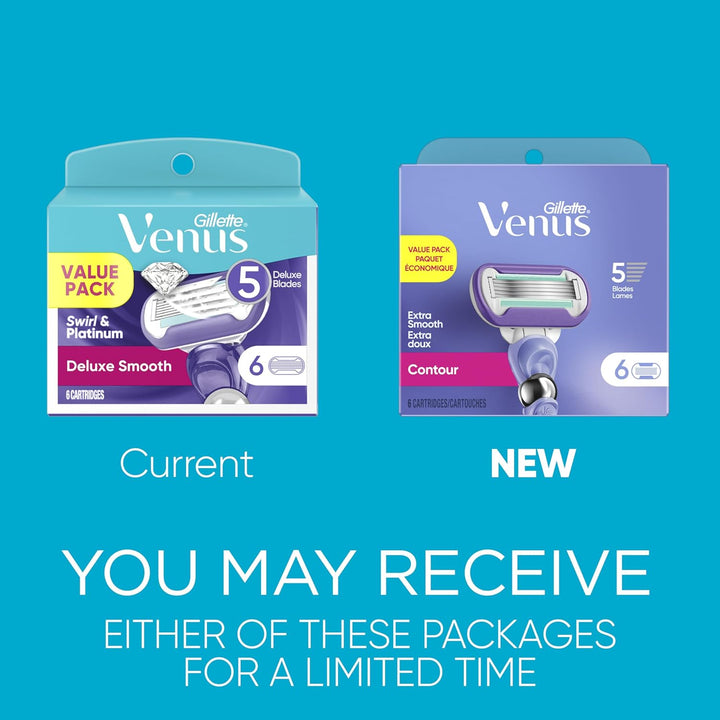 Deluxe Smooth Swirl Womens Razor Blade Refills, 6 Count, Moisture Ribbon to Protect against Irritation