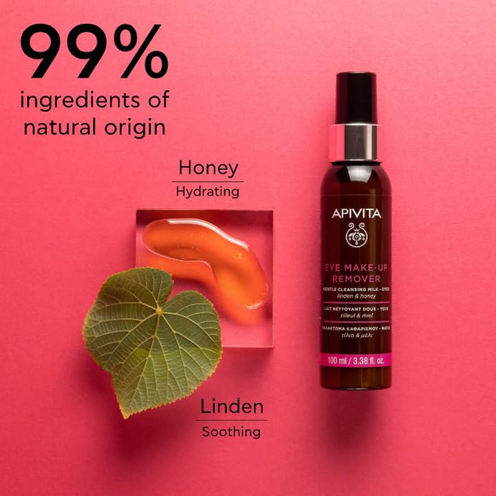 Eye Makeup Remover | Hydrating & Soothing Gentle Cleansing Milk with Linden & Honey, 100 Ml / 3.38 Oz