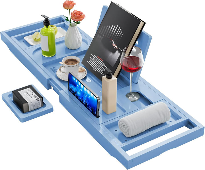 Premium Bathtub Tray Caddy, Expandable Bath Tray, Unique House Warming Gifts, New Home, Anniversary and Wedding Gifts for Couple, Bridal Shower Gift for Women