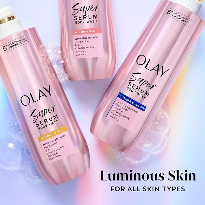 Super Serum Body Wash for Extra Dry Skin, 24Hr Long Lasting Hydration, 5+ Ingredient Serum Complex for Bright Even Firm Luminous Skin, 18.5 Fl Oz