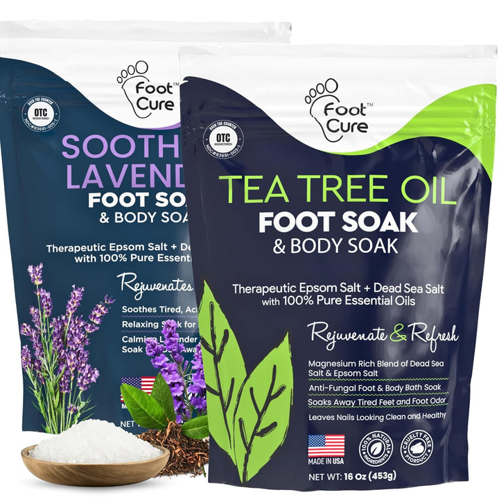 Tea Tree Oil Foot Soak with Epsom Salt - for Toenail Repair, Athletes Foot, Softens Calluses, Soothes Sore & Tired Feet, Nail Discoloration, Odor Scent, Spa Pedicure Care - Made in USA 16 Oz