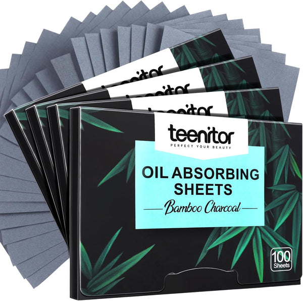 400 Counts Oil Blotting Papers for Face, Bamboo Charcoal Oil Absorbing Sheets for Oily Skin, Oil Blotting Sheets for Face, Oil Absorbent Pads Blotter Paper, Oil Face Wipes Large 10Cmx7Cm