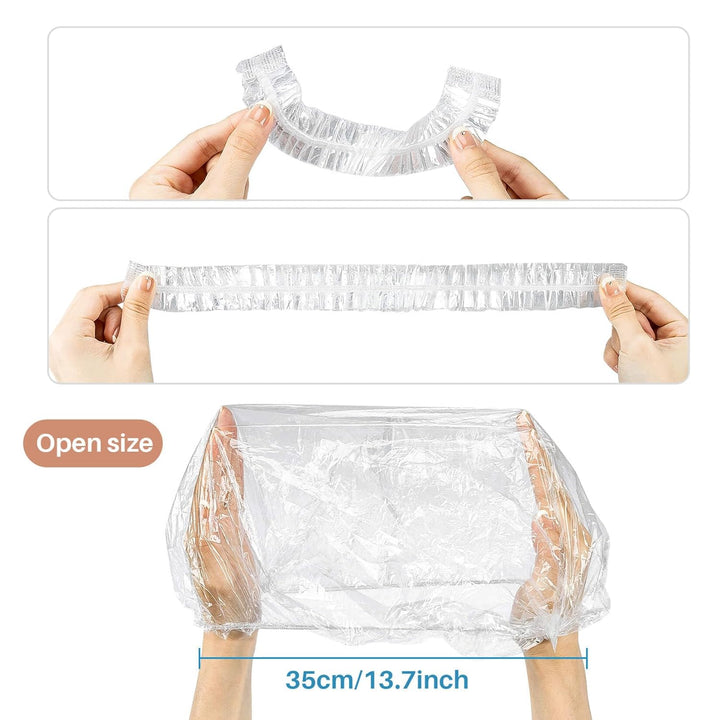 100 Disposable Shower Caps Unisex - Large Plastic Hair Caps for Deep Conditioning Shower Cap Reusable Waterproof for Women Men Hair Treatment Bath Cap for Long Hair Travel Essentials