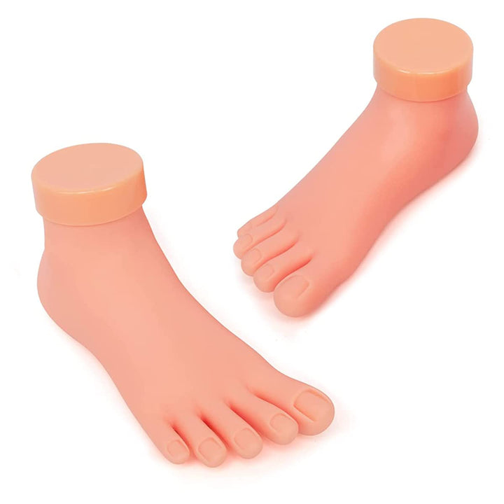 Practice Fake Foot Model 1 Pair Flexible Soft Silicone Prosthetic Manicure Tool for Nail Tips Art Training