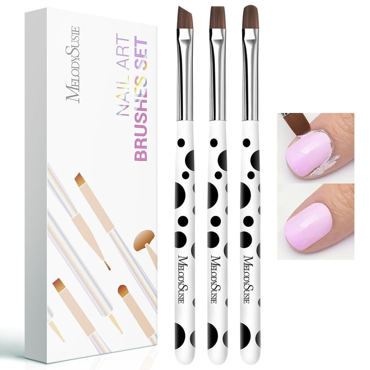 3-Piece Acrylic Nail Brush Set - Sizes 8/10/14, Professional Nail Art Tool for Acrylic Application, Powder, Extension & 3D Carving - Pink