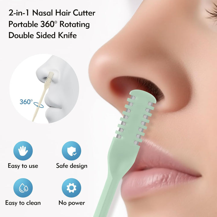 5Pcs 2-In-1 Nasal Hair Cutter, Double Sided Nose Hair Cutter, Portable 360° Rotating Manual Nose Hair Trimmer for Men and Women, Colorful