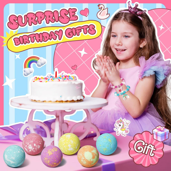 Unicorn Bath Bombs for Kids Girls with Bracelet Inside,  Bubble Bath Toys Birthday Stocking Stuffers Christmas Gifts for 4 5 6 7 8 Year Old Girl Daughter Granddaughter