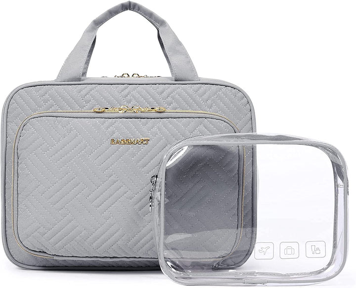 Toiletry Bag Hanging Travel Makeup Organizer with TSA Approved Transparent Cosmetic Bag Makeup Bag for Full Sized Toiletries, Medium-Black