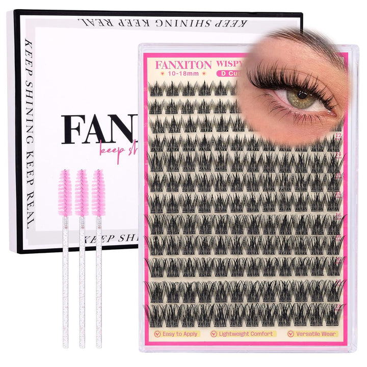 DIY Lash Extension Kit Volume Lash Clusters 40D+50D D Curvature Individual Lashes Lash Clusters Kit Thick Eyelash Extension Kit 280 Pcs Thin Band Cluster Lashes Lash Bond and Seal Tweezers