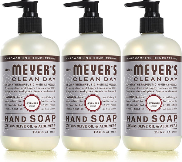 CLEAN DAY Hand Soap, Made with Essential Oils, Biodegradable Formula, Lavender, 12.5 Fl. Oz - Pack of 3