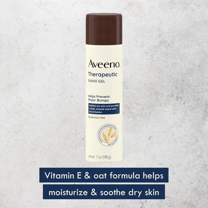 Therapeutic Shave Gel with Oat and Vitamin E to Help Prevent Razor Bumps, Soothes Dry Skin and Provides a Close, Smooth Shave with Less Irritation, Fragrance-Free, 7 Oz