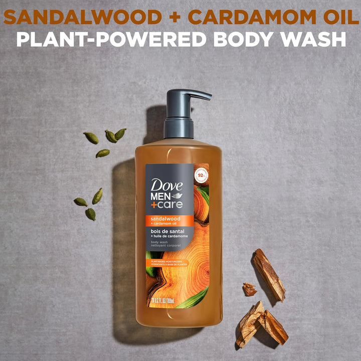 Body Wash Sandalwood & Cardamom Oil Plant-Based Moisturizing Body Wash for Men, 26Oz