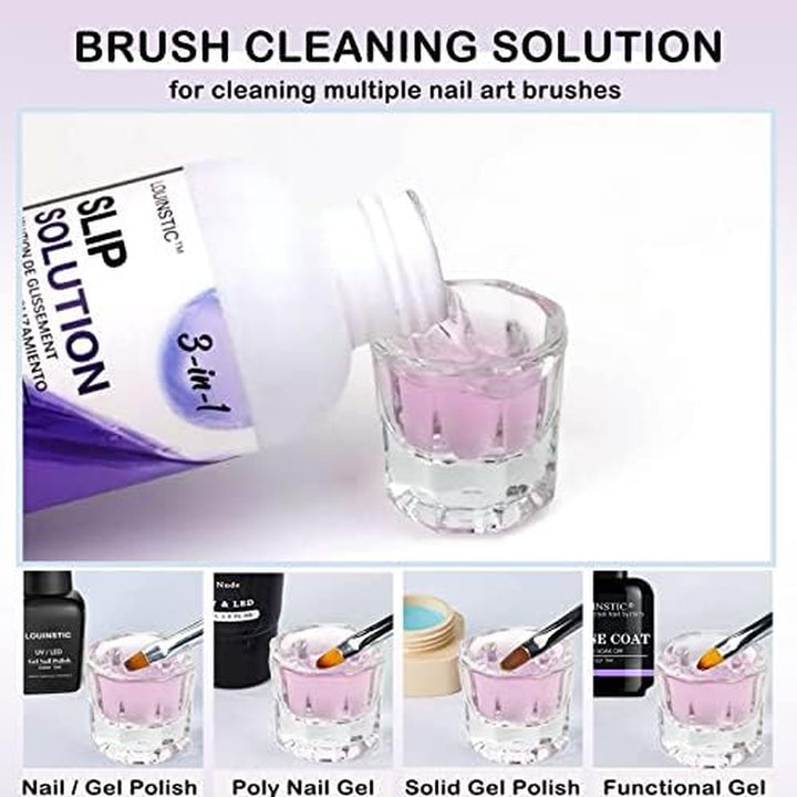 Poly Nail Gel Slip Solution - 4Oz Slip Solution for Poly Nail Extension Gel, Anti-Stick Slip Solution for Nails, Brush Clean Liquid, Easy to Use, Beginners, Home Salon