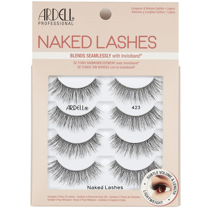 Naked Lashes 420 Multipack, Lightweight Natural Look, Invisiband for Comfort, Perfect for Everyday Wear, 4-Pairs, 1-Pack