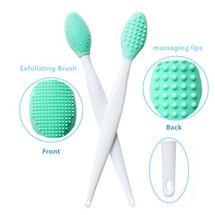 3 Pcs Lip Scrub Brush,Lip Scrubber Exfoliator,Double-Sided Silicone Lip Brush Tool for Men Women Lip Lightening, Lip Exfoliator Scrubber Tool for Dark Lips