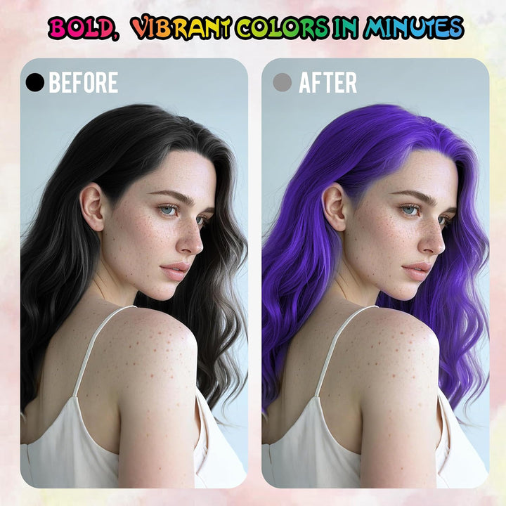 Purple Temporary Hair Color Spray - Gentle Formula, Washable & Non-Sticky | Instant Hair Dye Alternative for Adults | Halloween, Costume, Party Makeup, 150Ml