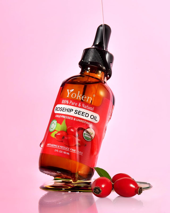 Organic Rosehip Seed Oil for Face,100% USDA Pure Rosehip Oils for Skin,Scars,Hair & Nails.2 Fl Oz Cold Pressed Rose HIPS Oils for Skin Care, Anti-Aging, Scar Treatment, GUA SHA Massage Carrier Oil