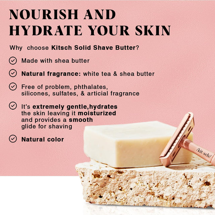 Shaving Soap for Women - Hydrating Shave Butter & Shave Soap Bar - Nourishing Bar Soap for Smooth, Irritation-Free Shave – Paraben, Silicone & Sulfate-Free - Vegan, Made in USA - 4 Oz