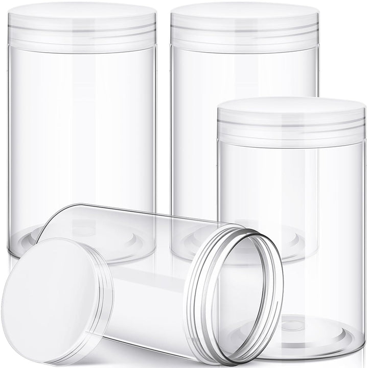 4 Pieces round Wide-Mouth Leak Proof Plastic Container Jars with Lids for Travel Storage Makeup Beauty Products Face Creams Oils Salves Ointments DIY Making(1 Ounce,White)