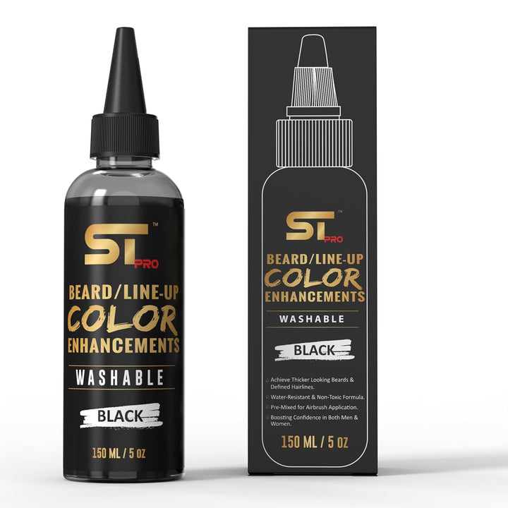 Airbrush Hair & Beard Enhancement Ink | Barber-Grade Line-Up & Filler Spray | Water Resistant, Washable, Pre-Mixed for Precision Hairlines & Sharp Edges (Washable / 60ML Black)