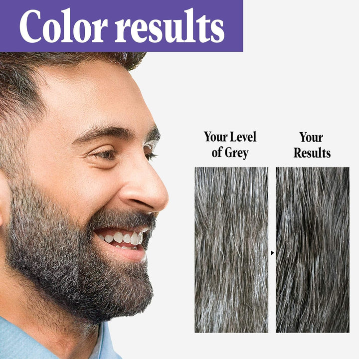 Touch of Gray Mustache & Beard, Beard Coloring for Gray Hair with Brush Included for Easy Application, Great for a Salt and Pepper Look - Dark Brown & Black, B-45/55, Pack of 1