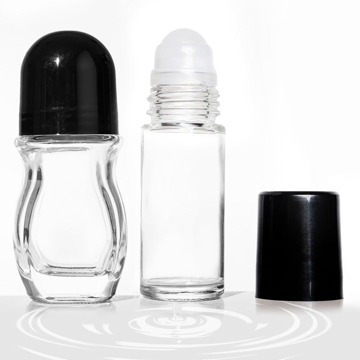 2 Pcs Glass Empty Roller Bottles, Deodorant Containers, Empty Roller Ball Bottles for Essential Oils Perfume Cosmetics (30Ml) (2Pcs Oval)
